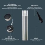 MeLiTec Solar Gartenleuchte mit Bewegungsmelder, Edelstahl oder Anthrazit