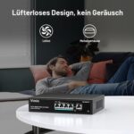 VIMIN 5-Port Gigabit PoE+ Switch, 4 PoE-Ports, 72 W, unmanaged, Metall