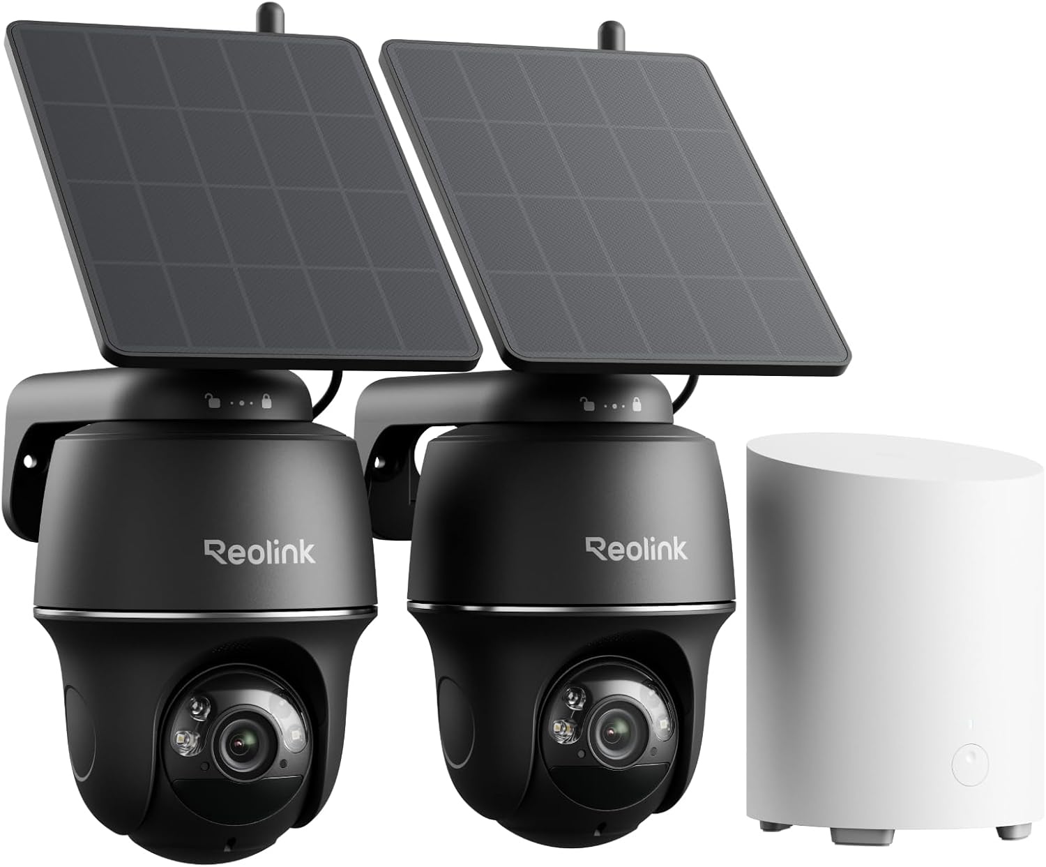 Reolink Home Hub Mini mit zwei Argus PT Solar-Akku-Kameras