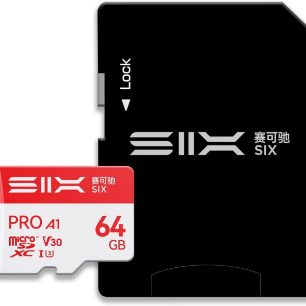 SIX M100 microSDXC 64 GB U3 V30 mit Adapter