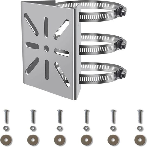 Die Helweet Masthalterung hat drei verstellbare Ringe mit einem Bereich von 25 bis 200 mm für Stangen und Rohre.