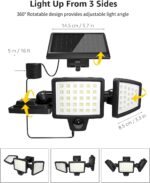 Lepro Solar-Aussenleuchte mit drei LED-Panelen und Solarpanel