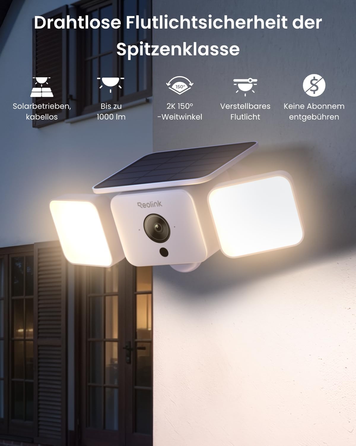 Reolink Reolink Solar Floodlight Cam Bild 1 Reolink Solar Floodlight Cam 2K Flutlicht-Kamera