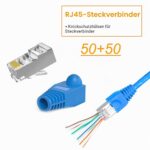 Solsop geschirmte RJ45-Durchgangsstecker Cat 6 Cat 6A 50 Stück