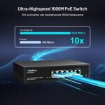 GigaPlus PoE-Switch 5 Port Gigabit, 4 PoE+ Ports, unmanaged, Metallgehäuse