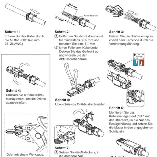 odedo 8x RJ45 Netzwerkstecker CAT6A/CAT7 geschirmt