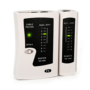 Das Werkzeugset enthält einen Netzwerktester, eine Crimpzange, ein Abisolierwerkzeug und ein Auflegewerkzeug. – Detail 2