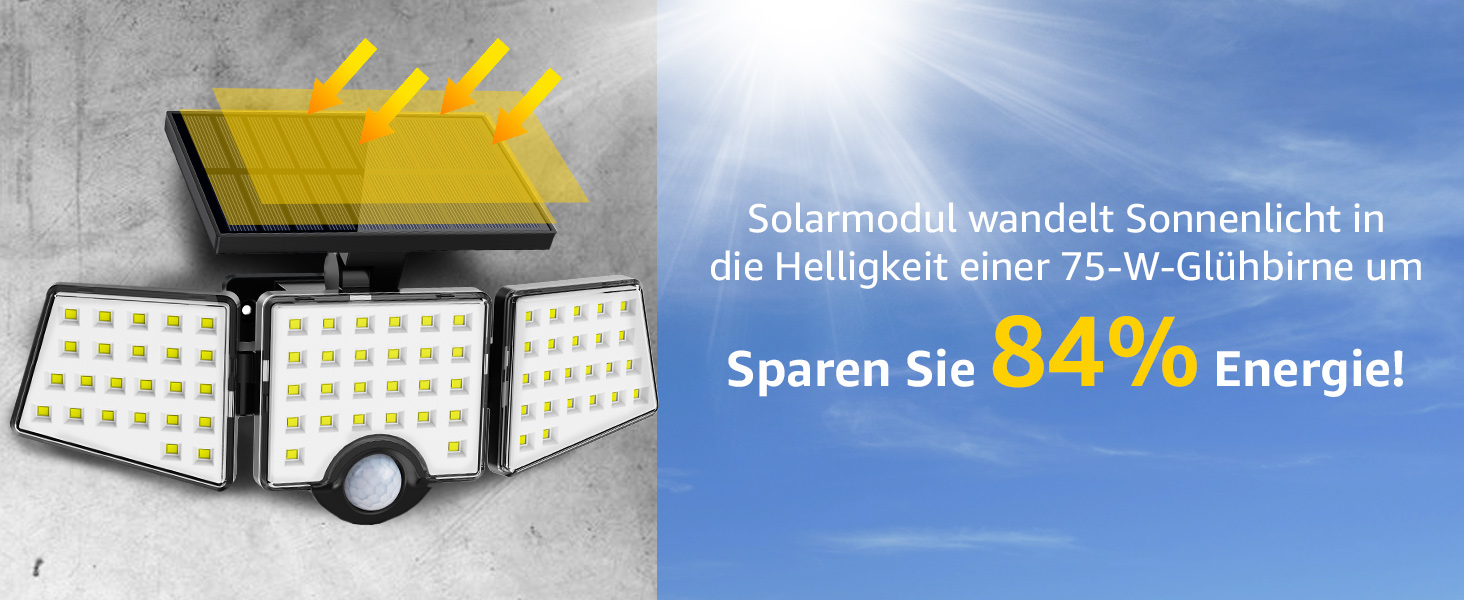Lepro Solarlampe Aussen mit drei drehbaren LED-Panelen und Bewegungsmelder – Detail 4