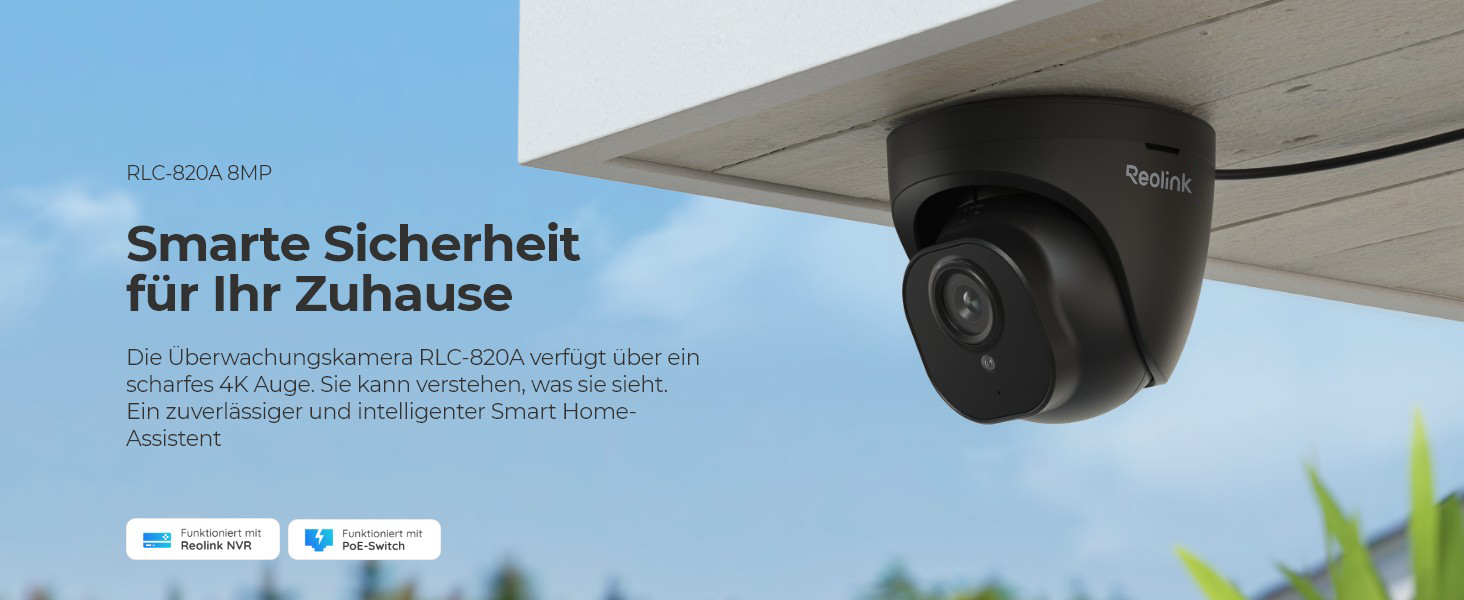 Reolink RLC-820A-B 4K PoE Überwachungskamera Dome – Detail 1