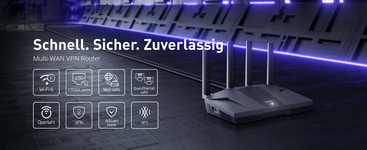 GL.iNet Flint 2 Wi-Fi 6 Router mit 2,5G-Ports und VPN – Detail 2