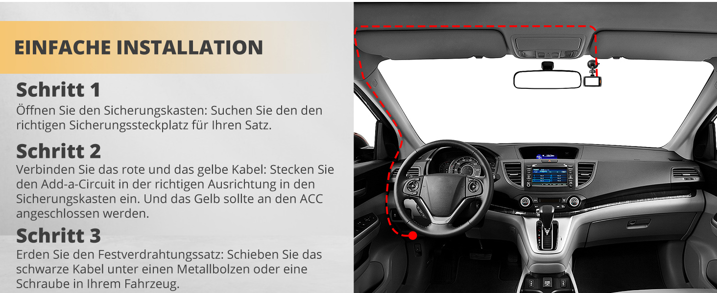 AMTOVL USB-C Hardwire-Kit für Dashcams, 12–24 V, mit Sicherungsadaptern – Detail 3