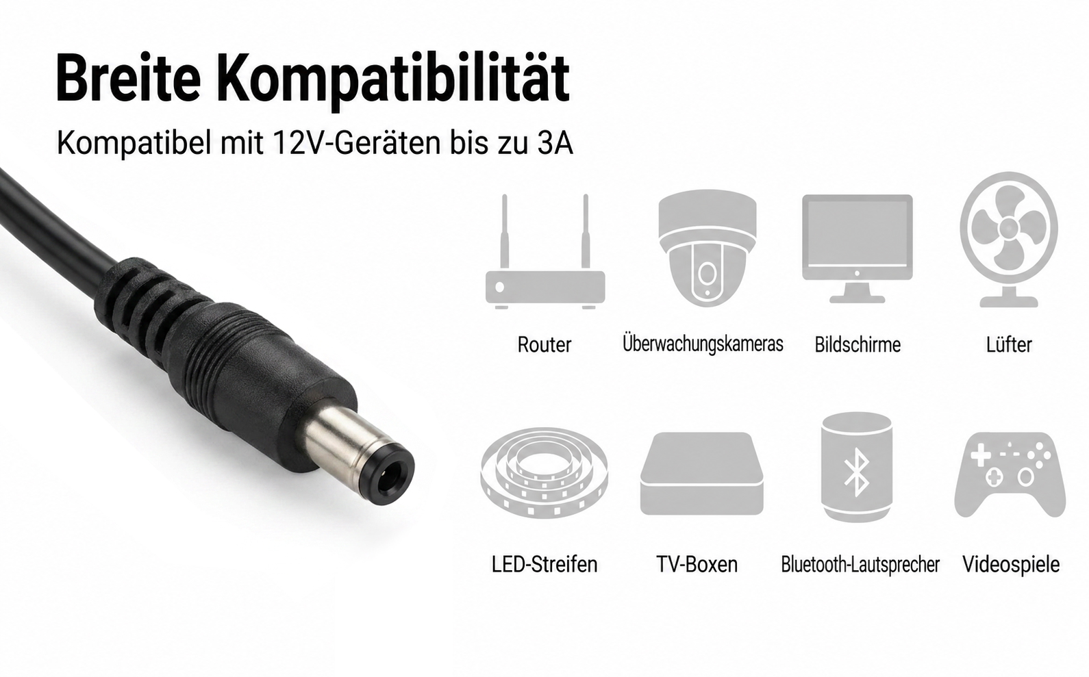 Bpzmm Netzteil 12V 3A 36W mit DC-Stecker 5,5 x 2,5 mm – Detail 2