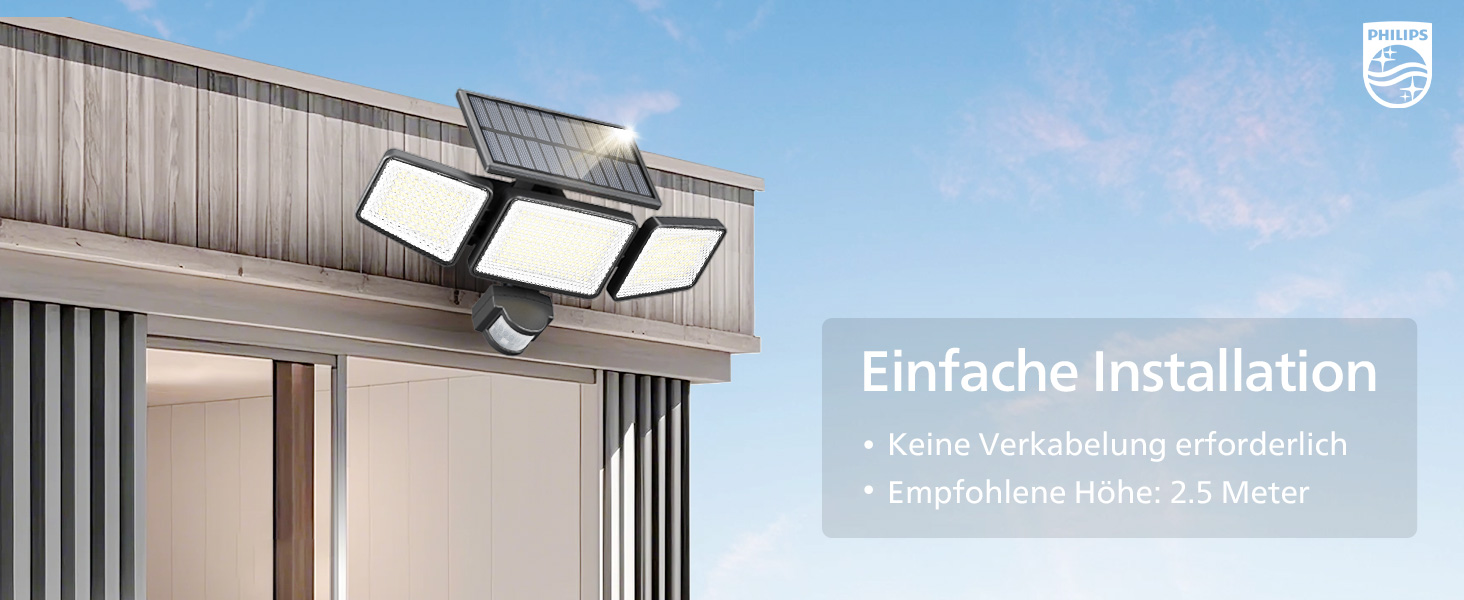 Philips Solarlampe mit 302 LEDs, Bewegungsmelder und drei Köpfen – Detail 9