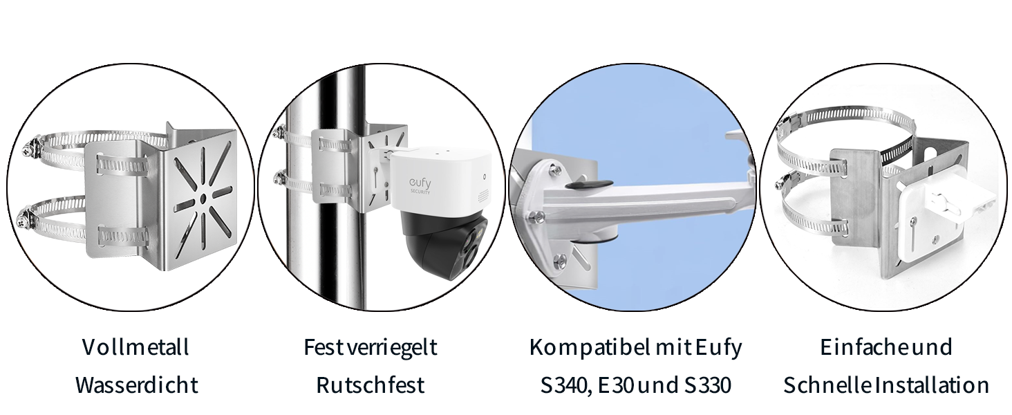 TONTON Masthalterung für eufy SoloCam S340 mit Edelstahlringen – Detail 4