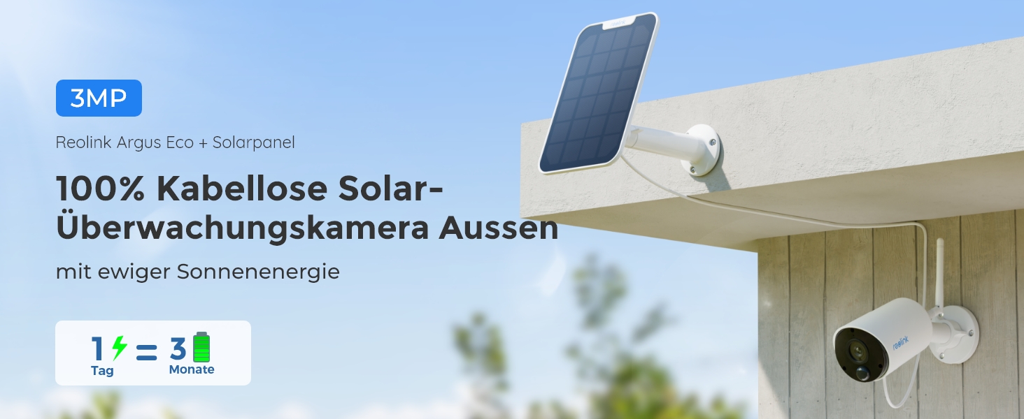 Reolink Argus Eco+SP Solar-WLAN-Kamera mit Solarpanel für den Aussenbereich – Detail 1