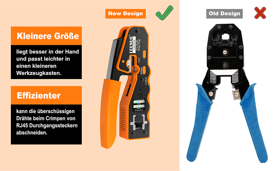 LEENUE RJ45 Crimpzange Set mit Cat7-Steckern – Detail 2