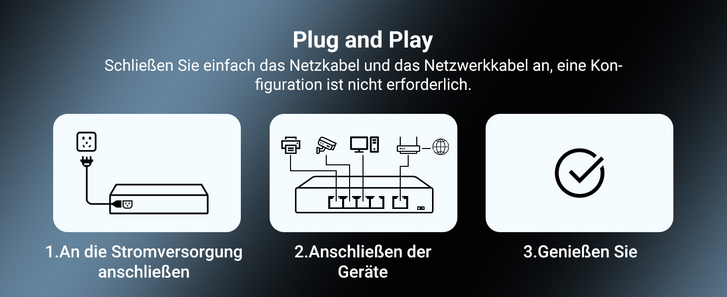 NICGIGA GS0410P PoE-Switch mit vier PoE+-Ports und Gigabit-Uplink – Detail 2
