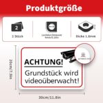 Elalove Warnschild Achtung Videoüberwachung PVC 30 x 20 cm