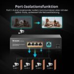 MokerLink 5-Port Gigabit PoE+ Switch, 4 PoE-Ports 78 W, unmanaged, Metall