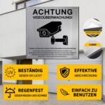 PATRICHOR Warnschild Videoüberwachung Aluminium 4er-Set