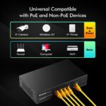MokerLink 5-Port Gigabit PoE+ Switch, 4 PoE-Ports 78 W, unmanaged, Metall