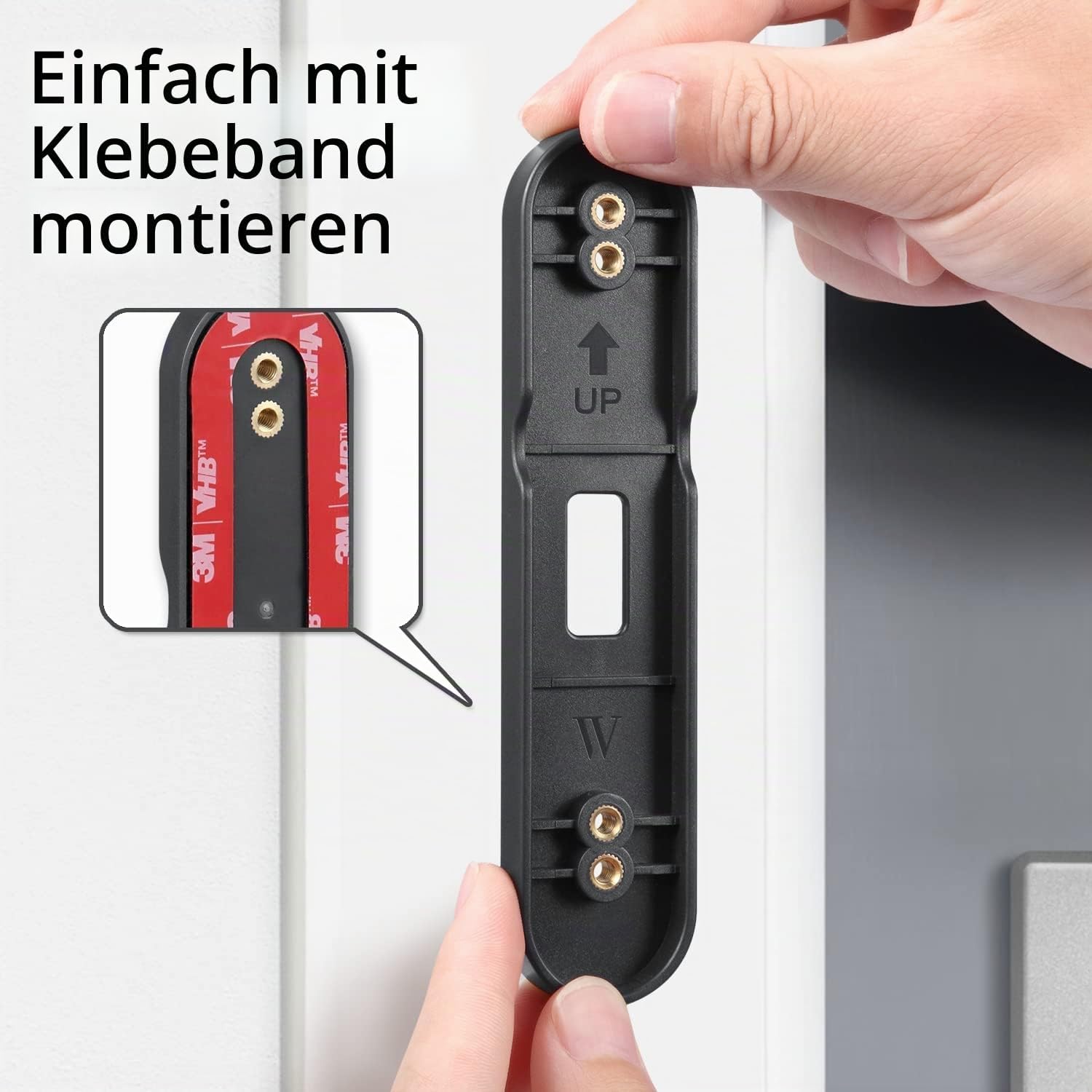 Wasserstein Bild 1 Wasserstein Halterung ohne Bohren für Google Nest Türklingel schwarz