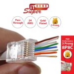 ITBEBE RJ45 Cat6 Pass-Through-Stecker transparent 100 Stück