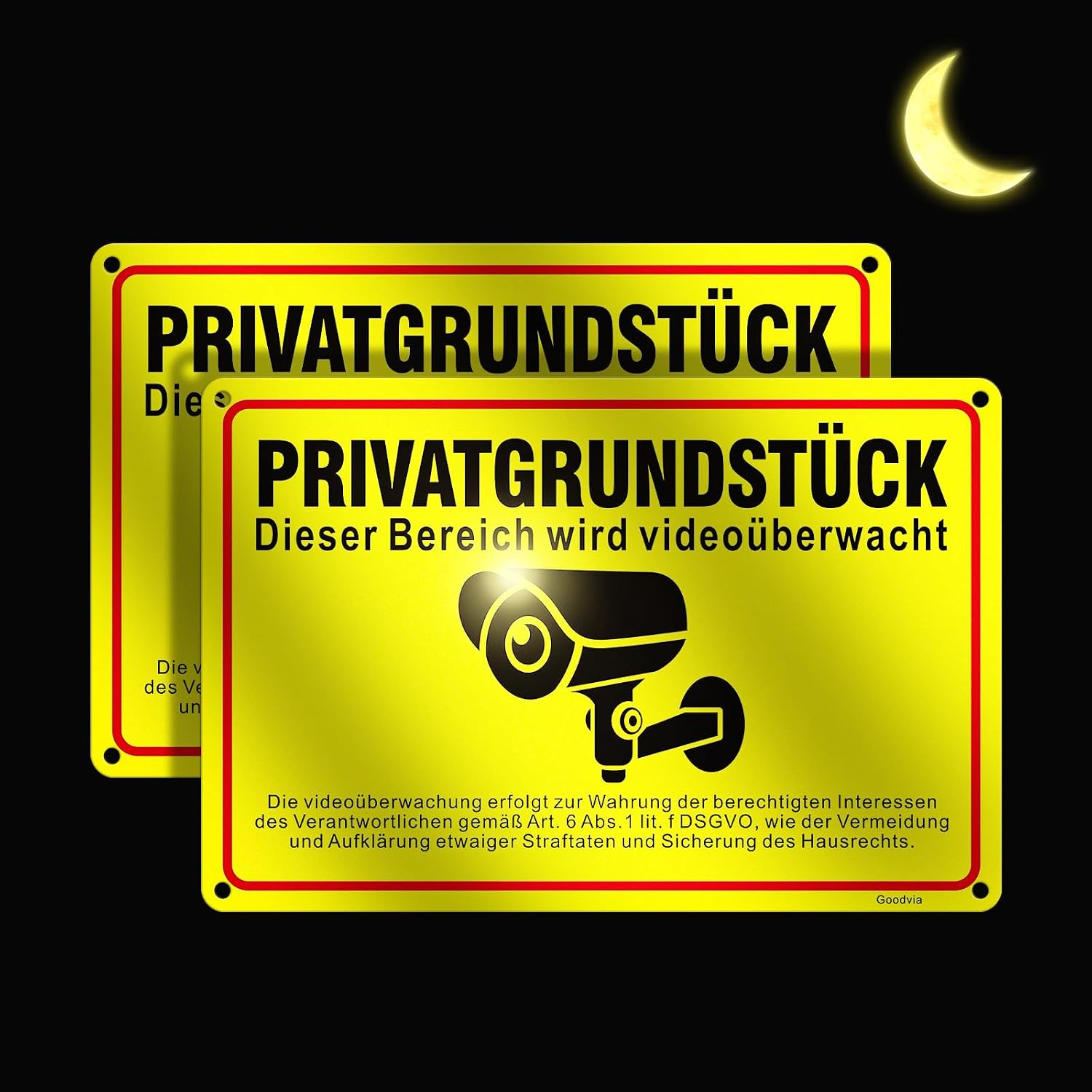 Goodvia Bild 1 Goodvia Warnschild Videoüberwachung 30x20 cm aus Aluminium