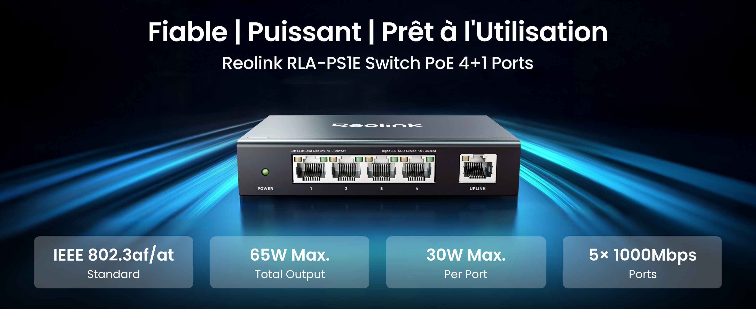 Reolink RLA-PS1E PoE-Switch mit 4+1 Ports – Detail 1