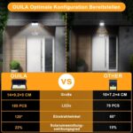 OUILA Solarlampe 185 LED mit Bewegungsmelder