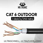 Mr. Tronic Cat6 Outdoor Netzwerkkabel 100 m Rolle