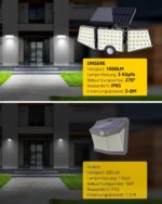 Lepro Solarlampe Aussen mit Bewegungsmelder und drei LED-Panelen