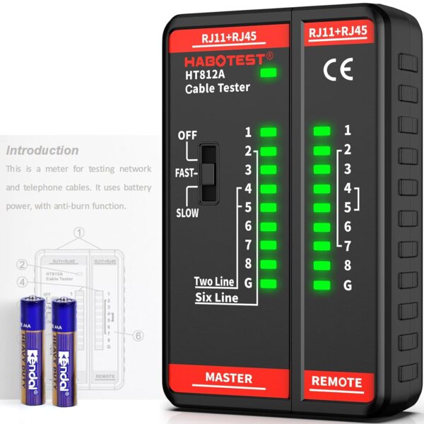 YOJOCK LAN-Tester RJ45 RJ11 Schwarz