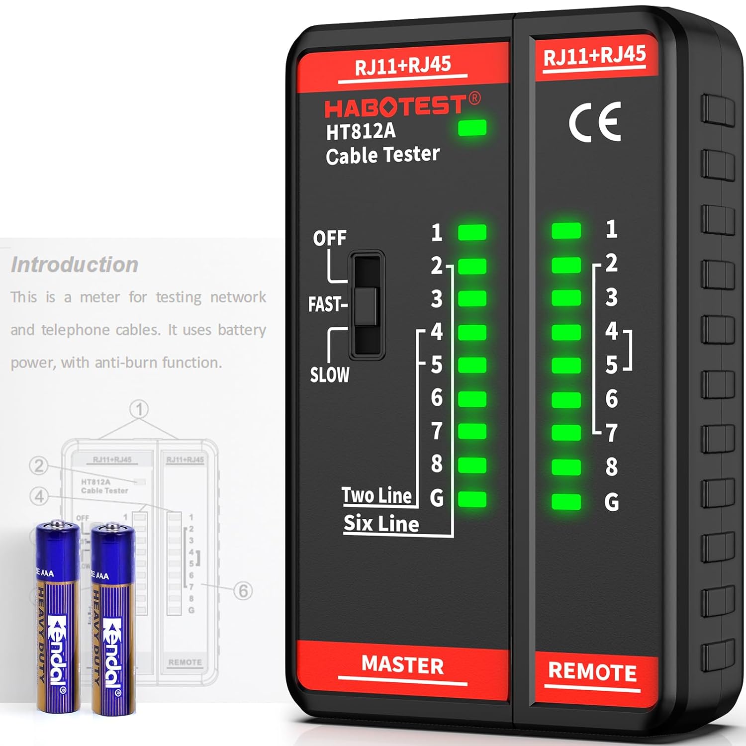 YOJOCK HT812A Bild 1 YOJOCK LAN-Tester RJ45 RJ11 Schwarz