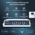YuanLey 4-Port PoE-Switch Gigabit Outdoor