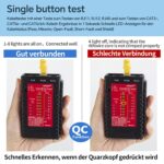 Der NOYAFA NF-468S prüft Netzwerk- und Telefonkabel. Für den Test wird der Stecker am Haupt- und Remote-Gerät angeschlossen.