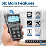 Der VXSCAN NF-488 zeigt Kurzschluss, Querverdrahtung und Unterbrechungen im Kabel an. Die PoE-Funktion prüft die Versorgung der Geräte.