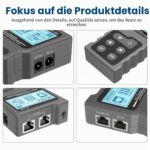 Der VXSCAN NF-488 zeigt Kurzschluss, Querverdrahtung und Unterbrechungen im Kabel an. Die PoE-Funktion prüft die Versorgung der Geräte.
