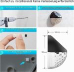 Quntis 4er-Set Solar Wandleuchte Aussen IP65 Wasserdicht Warmweiss