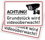 Warnschild Videoüberwachung 30 x 20 cm aus Kunststoff von Gentle North