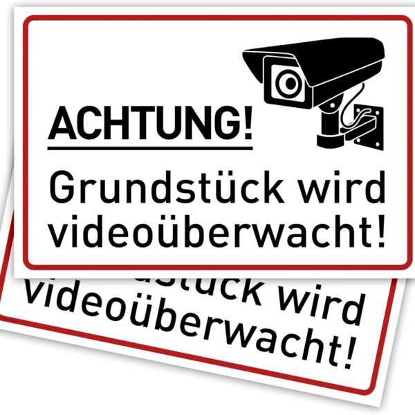 Warnschild Videoüberwachung 30 x 20 cm aus Kunststoff von Gentle North