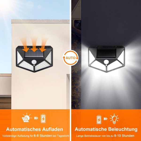 GRIFEMA Solarlampe Aussen mit Bewegungsmelder, 100 LED
