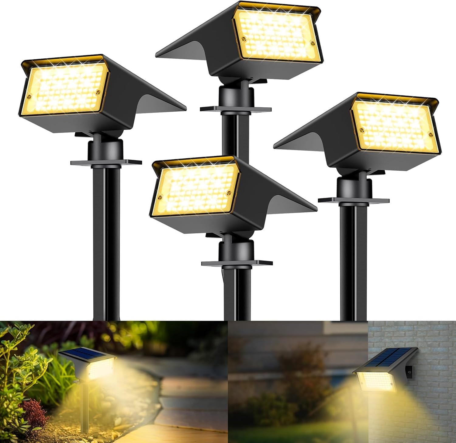 kolpop Solarstrahler Aussen Garten, 77 LED, Warmweiss