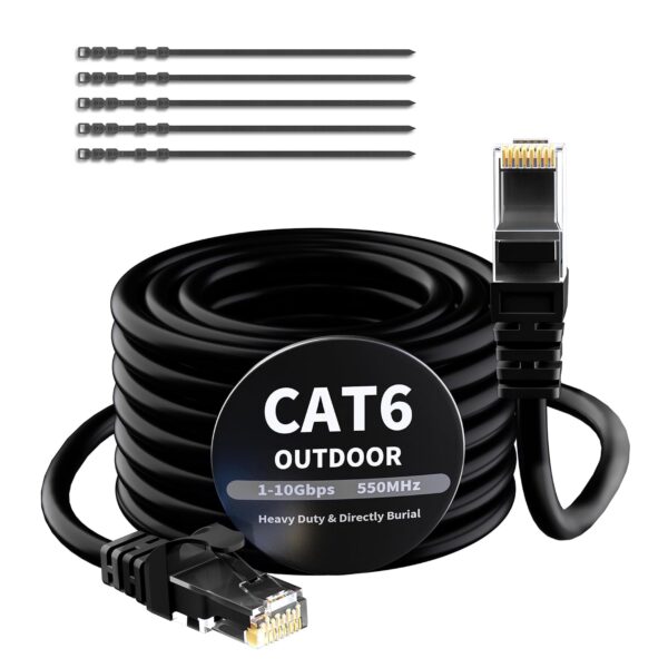 Mygatti CAT6 Outdoor-Netzwerkkabel 10 m, schwarz, wasserdicht