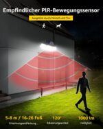 Lepro Solarlampe Aussen mit Bewegungsmelder und drei LED-Panelen