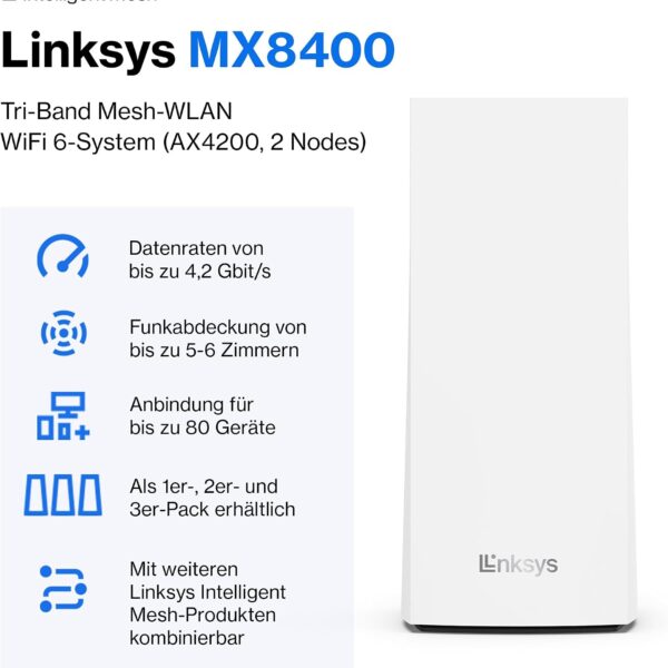 Linksys Velop MX4200 Mesh-WLAN-System weiss