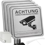 Hoiloie Warnschild Videoüberwachung aus Aluminium, 15 x 15 cm