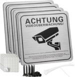 Hoiloie Warnschild Videoüberwachung aus Aluminium, 15 x 15 cm