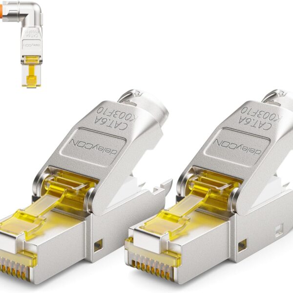 deleyCON CAT 6a Netzwerkstecker 90° Winkel RJ45