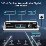NICGIGA 5 Port PoE Switch IP65 mit 4 PoE+ Ports